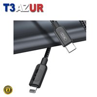 XO Câble Tressé USB-C Mâle vers Lightning Mâle 20W avec Affichage LED - Charge + Transmission de Données Haut Débit - Longueur 1