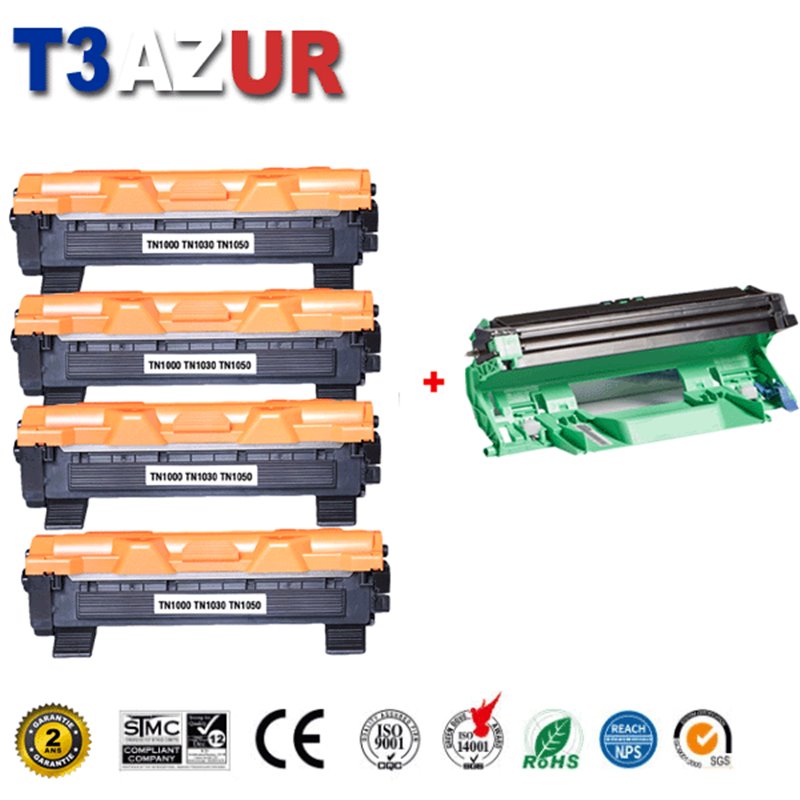 Kit Tambour + 4 Toners compatibles Brother DR1050 / TN1050