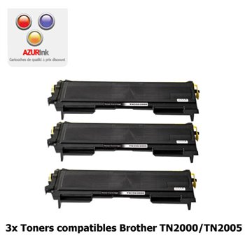 Lot de 3 Toners compatibles Brother TN2000/ TN2005