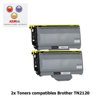 Lot de 2 Toners compatibles Brother TN2120/ TN2110 - 2 600 pages