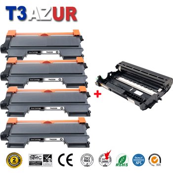 4 Toners+Tambour compatible Brother TN2220 / DR2200