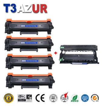 4 Toners+Tambour compatibles Brother TN2420/ TN2410/ DR2400