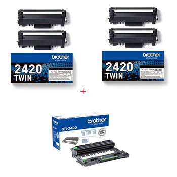 Original - 4 Toners+Tambour compatibles Brother TN2420 / DR2400