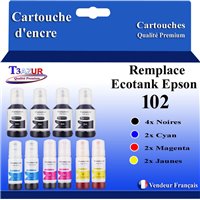 Lot de 10 Bouteilles d'encre compatible avec Epson 102