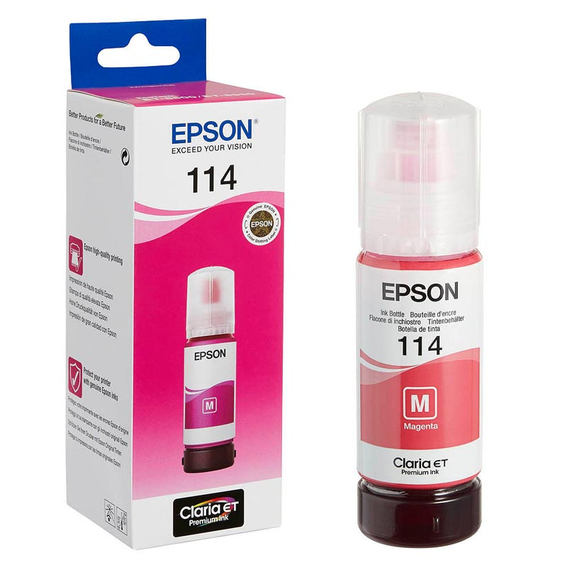 Epson 114 Magenta - Bouteille d'encre pigmentée originale C13T07B340