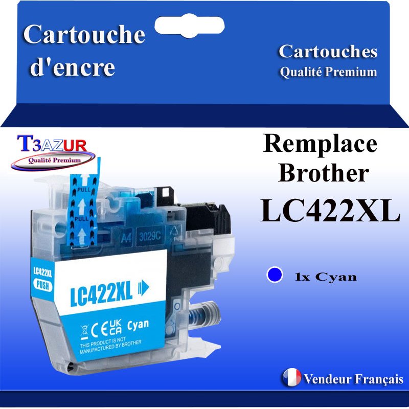 Cartouche compatible Brother LC422XL (LC422XLC) Cyan