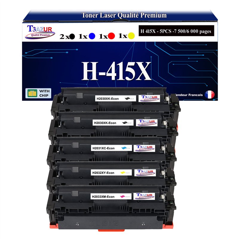 Lot de 4 Toners compatibles HP /W2030/1/2/3X (415X) (avec puce)