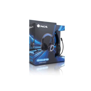 NGS GHX-510 Casque de jeu avec microphone USB 2.0 - Microphone flexible - Éclairage LED bleu - Haut-parleurs 40 mm