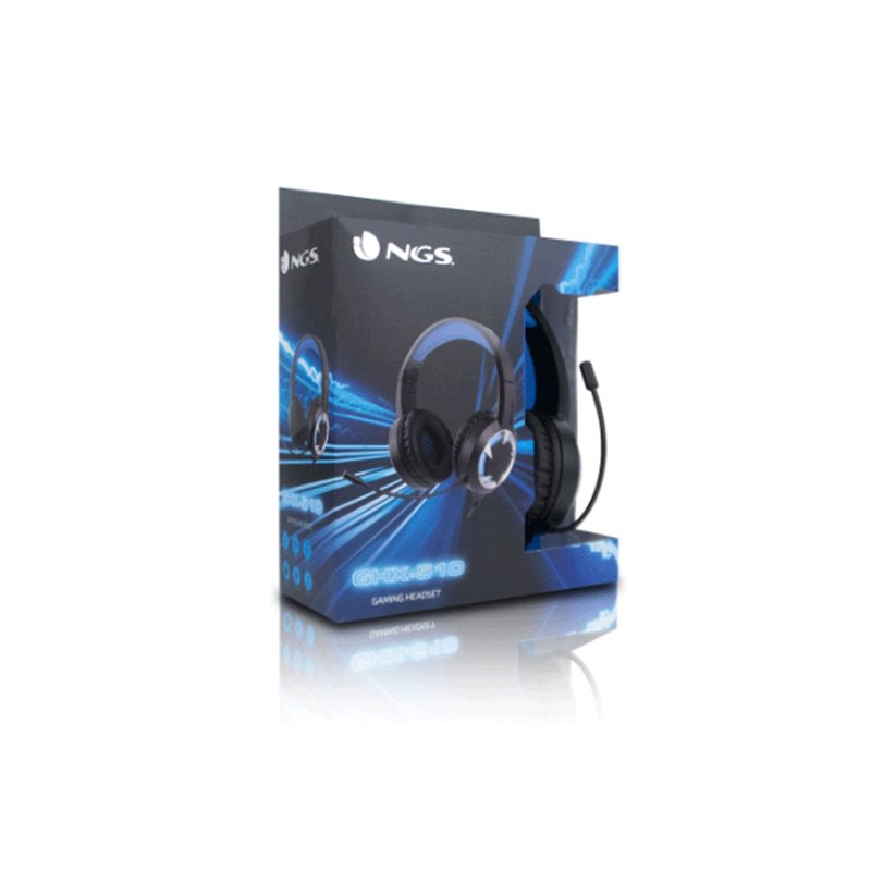 NGS GHX-510 Casque de jeu avec microphone USB 2.0 - Microphone flexible - Éclairage LED bleu - Haut-parleurs 40 mm