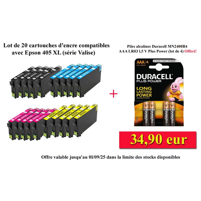 Lot de 16 Cartouches compatibles Epson 405 XL- 1 100 pages Lot de 16 Cartouches compatibles Epson 405 XL- 1 100 pages