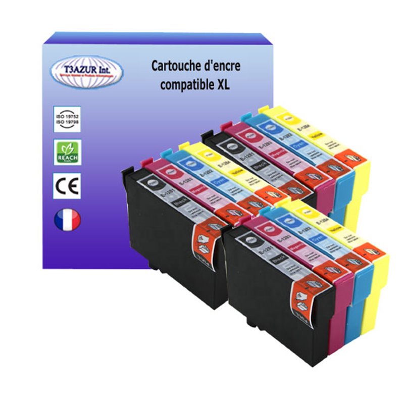 Lot de 12 Cartouches compatibles Epson T1285 (C13T12854010)