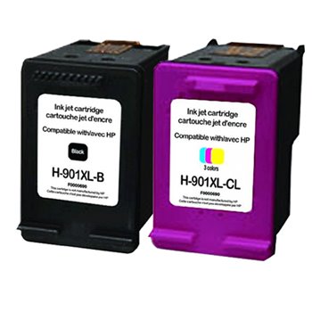 Lot de 2 Cartouches compatibles HP 901XL (Noir+Couleur)