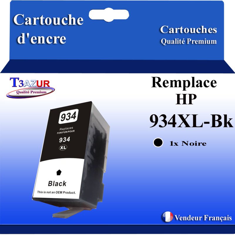 Cartouche compatible HP 934XL (C2P23AE/C2P19AE) - Noire - 1 000 pages