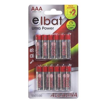 Elbat Pack de 12 Piles Alcalines LR03/AAA