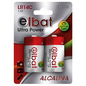 Elbat Pack de 2 Piles Alcalines LR14C