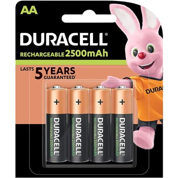 Piles rechargeables Duracell NiHM AA LR6 1,2 V 2500 mAh - Préchargées - (4 unités)