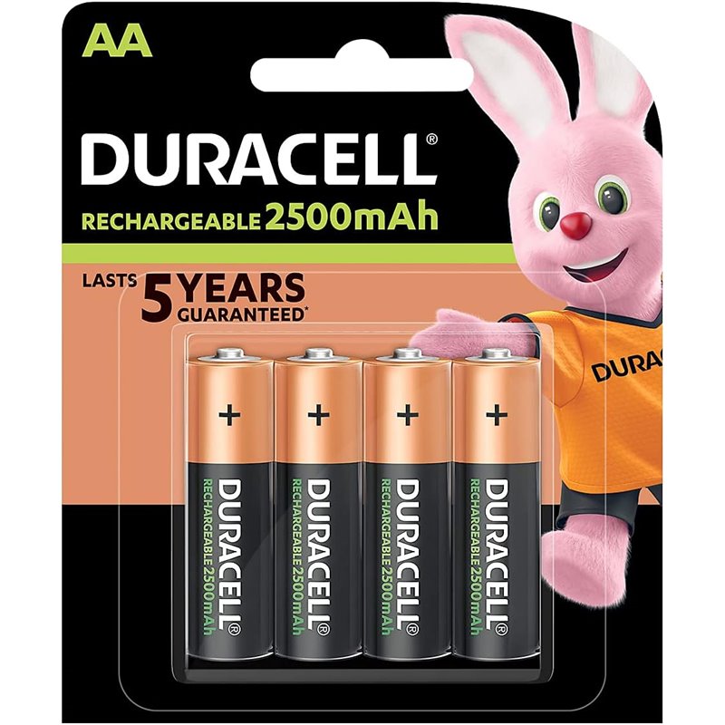 Piles rechargeables Duracell NiHM AA LR6 1,2 V 2500 mAh - Préchargées - (4 unités)