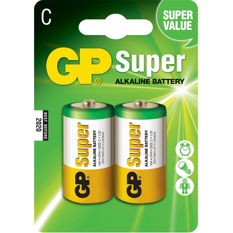 GP Pack de 2 Piles Super Alcalines LR14 C 1,5V