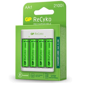 Pack Chargeur USB GP ReCyko + 4 Piles Rechargeables AA 2100mAh