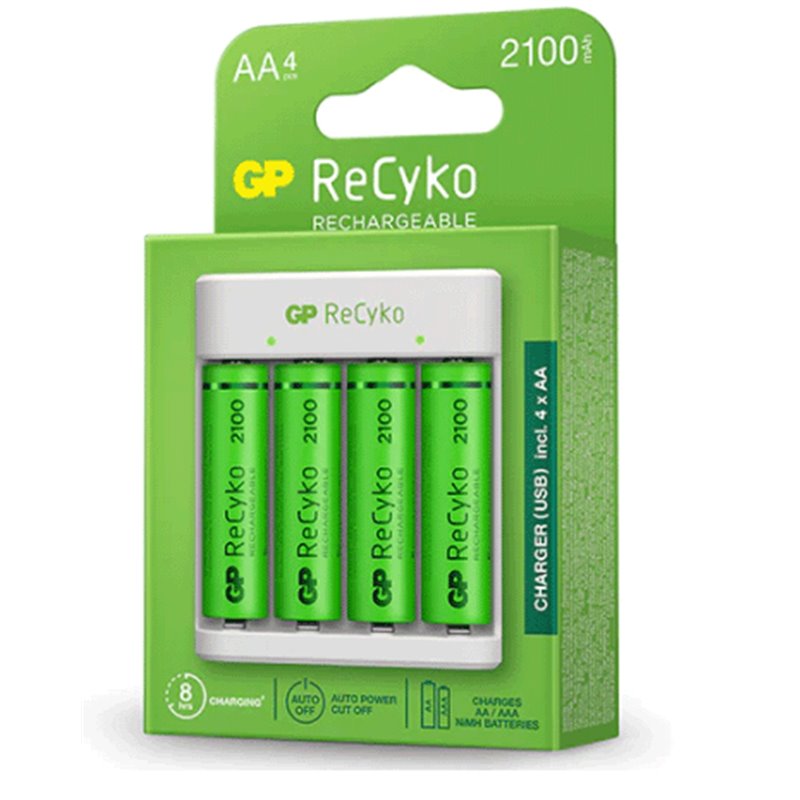 Pack Chargeur USB GP ReCyko + 4 Piles Rechargeables AA 2100mAh