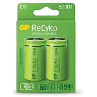 GP ReCyko Pack de 2 Batteries Rechargeables 5700mAh D 1.2V - Préchargées - Cycle de vie : Jusqu'à 1000 fois