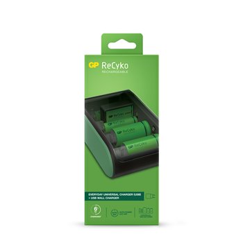 Chargeur USB universel GP ReCyko - Charge les piles : AA, AAA, C, D et 9V