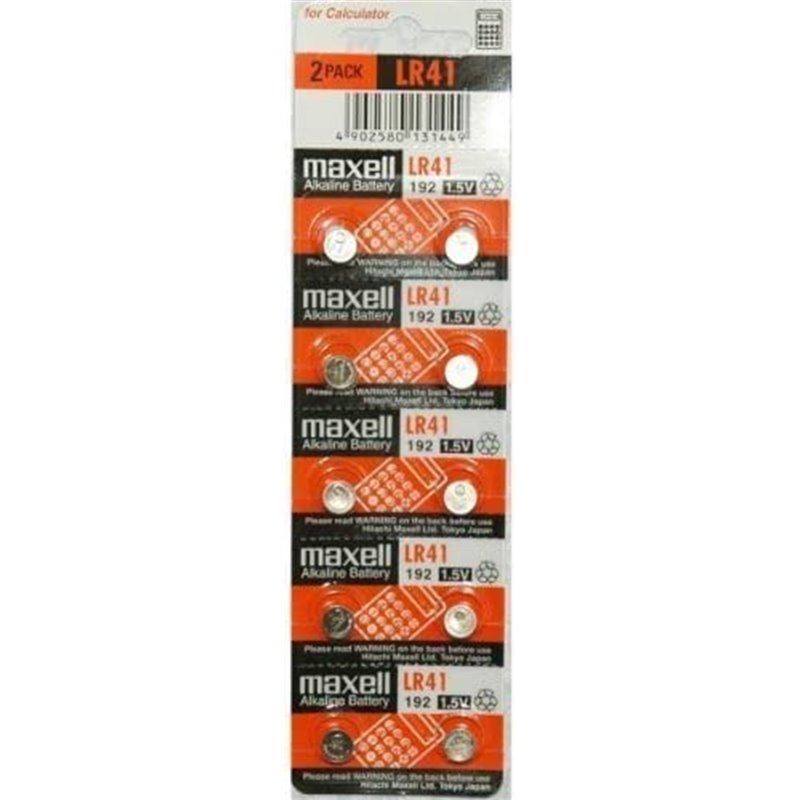 Maxell Pack de 10 Piles Bouton Alcalines LR41 1,5V