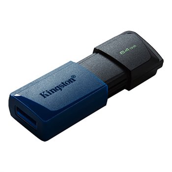 Clé USB Kingston DataTraveler Exodia M 64 Go - USB 3.2 Gen 1 - Capuchon mobile - Clip porte-clés - Couleur noir/bleu