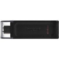Mémoire USB Type C Kingston DataTraveler 70 64 Go - USB-C 3.2 Gen 1 - Avec couvercle - Noir (Pendrive)
