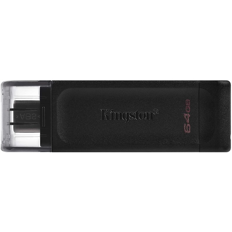 Mémoire USB Type C Kingston DataTraveler 70 64 Go - USB-C 3.2 Gen 1 - Avec couvercle - Noir (Pendrive)