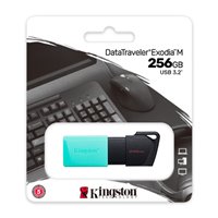 Clé USB Kingston DataTraveler Exodia M 256 Go - USB 3.2 Gen 1 - Capuchon mobile - Clip porte-clés - Couleur noir/turquoise (Pend