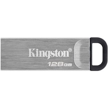 Clé USB Kingston DataTraveler Kyson 128 Go - 3.2 Gen 1 - Lecture 200 Mo/s - Design métallique - Couleur argent (Pendrive)