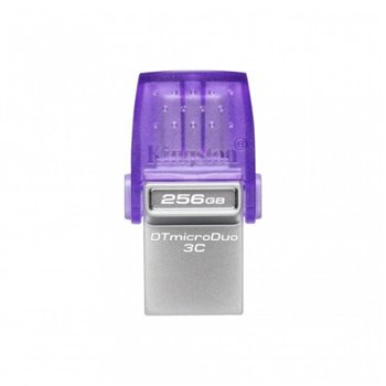 Kingston DataTraveler microDuo 3C USB-A + USB-C Mémoire 256 Go 3.2 Gen 1 - Vitesse de lecture 200 Mo/s - Capuchon de protection 