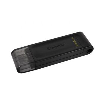 Mémoire Kingston DataTraveler 70 USB-C 3.2 Gen 1 256 Go - Avec couvercle - Noir (Pendrive)