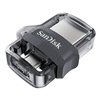 Sandisk Ultra Dual Drive m3.0 Mémoire USB 3.0 et Micro USB 32 Go - Vitesse de lecture 150 Mo/s - Couleur Transparente/Noir (Pend