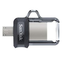 Sandisk Ultra Dual Drive m3.0 Mémoire USB 3.0 et Micro USB 32 Go - Vitesse de lecture 150 Mo/s - Couleur Transparente/Noir (Pend