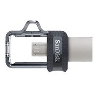 Sandisk Ultra Dual Drive m3.0 Mémoire USB 3.0 et Micro USB 32 Go - Vitesse de lecture 150 Mo/s - Couleur Transparente/Noir (Pend