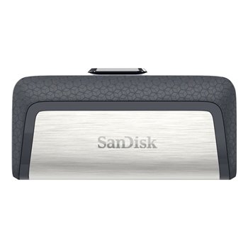 Mémoire Sandisk Ultra Dual USB-C et USB-A 32 Go - Lecture jusqu'à 150 Mo/s - Design métallique - Couleur acier/noir (Pendrive)