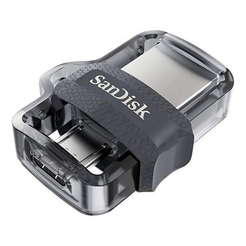 Sandisk Ultra Dual Drive m3.0 Mémoire USB 3.0 et Micro USB 128 Go - Vitesse de lecture 150 Mo/s - Couleur Transparente/Noir