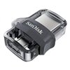 Sandisk Ultra Dual Drive m3.0 Mémoire USB 3.0 et Micro USB 128 Go - Vitesse de lecture 150 Mo/s - Couleur Transparente/Noir
