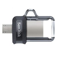 Sandisk Ultra Dual Drive m3.0 Mémoire USB 3.0 et Micro USB 128 Go - Vitesse de lecture 150 Mo/s - Couleur Transparente/Noir