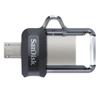 Sandisk Ultra Dual Drive m3.0 Mémoire USB 3.0 et Micro USB 128 Go - Vitesse de lecture 150 Mo/s - Couleur Transparente/Noir