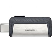 Mémoire Sandisk Ultra Dual USB-C et USB-A 64 Go - Lecture jusqu'à 150 Mo/s - Design métallique - Couleur acier/noir (Pendrive)