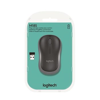 Souris sans fil Logitech M185 1000dpi - 3 boutons - Utilisation ambidextre - Couleur noir/gris