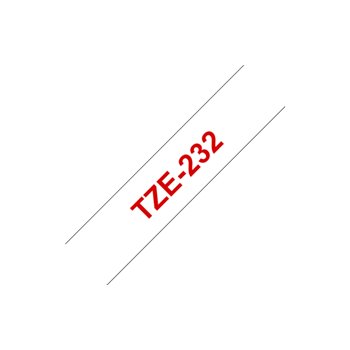 Ruban pour étiquettes laminé générique Brother TZe232 - Texte rouge sur fond blanc - Largeur 12 mm x 8 mètres