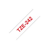 Ruban pour étiquettes laminé générique Brother TZe242 - Texte rouge sur fond blanc - Largeur 18 mm x 8 mètres