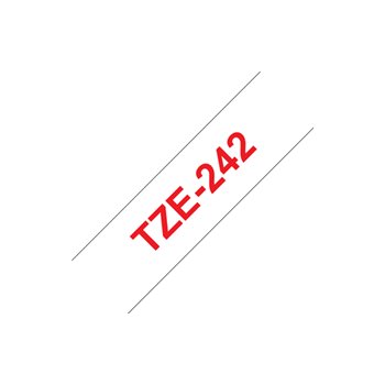 Ruban pour étiquettes laminé générique Brother TZe242 - Texte rouge sur fond blanc - Largeur 18 mm x 8 mètres