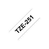 Ruban pour étiquettes laminé générique Brother TZe251 - Texte noir sur fond blanc - Largeur 24 mm x 8 mètres