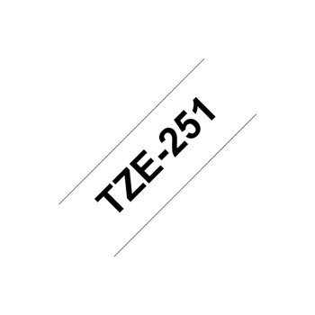 Ruban pour étiquettes laminé générique Brother TZe251 - Texte noir sur fond blanc - Largeur 24 mm x 8 mètres