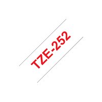 Ruban d'étiquettes laminé générique Brother TZe252 - Texte rouge sur fond blanc - Largeur 24 mm x 8 mètres